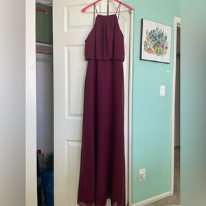 Cranberry Floor Length Bridesmaid Dress